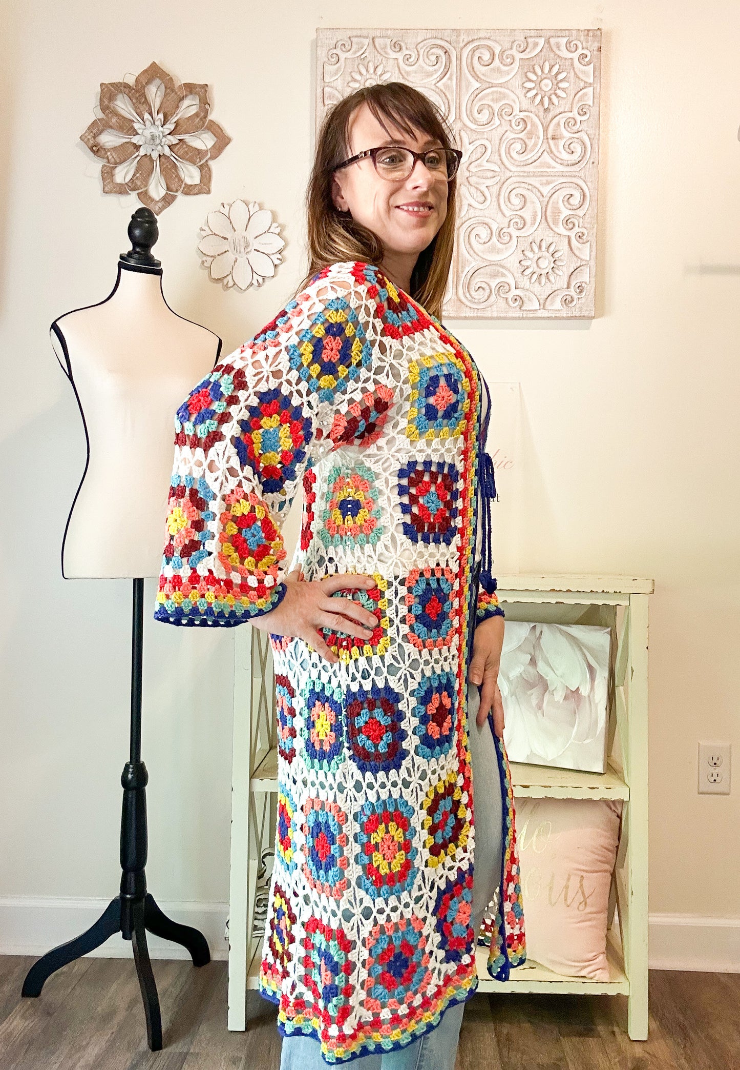 Granny Square Multi Color Crochet Maxi Cardigan image 5