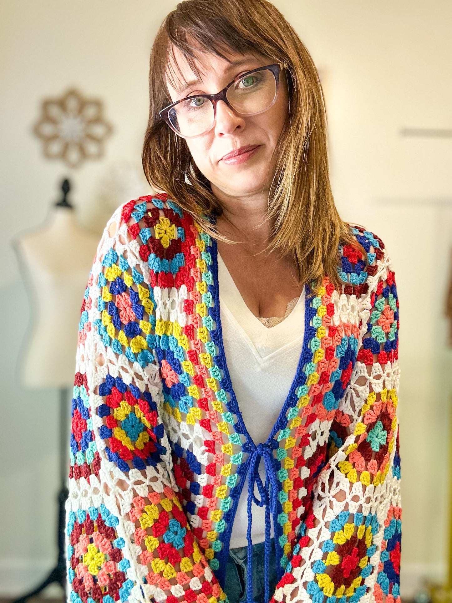 Granny Square Multi Color Crochet Maxi Cardigan image 2