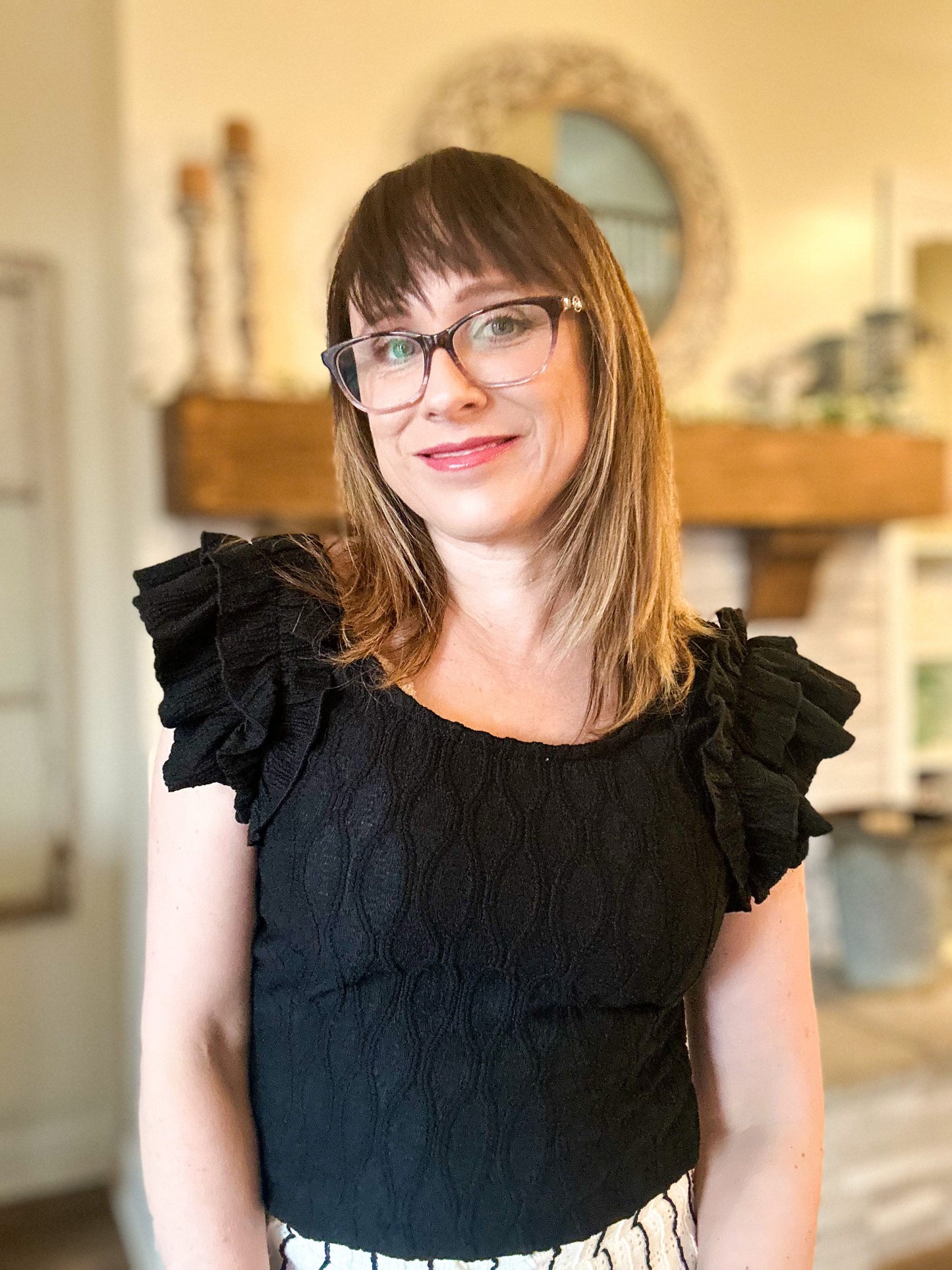 Black Ruffle Sleeve Tank image 2