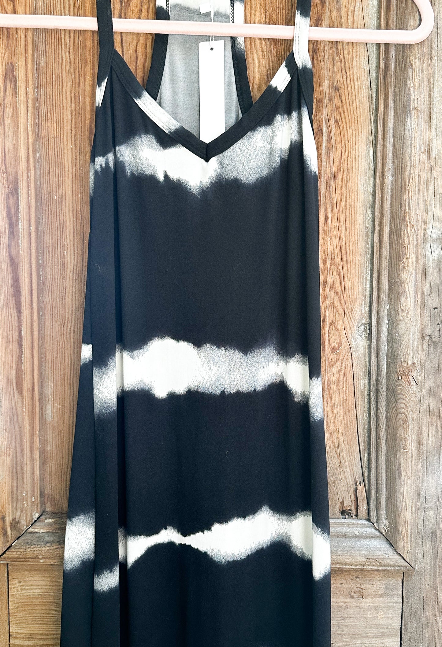 Spaghetti Strap Tie-Dye Maxi Dress - Black or Olive image 3