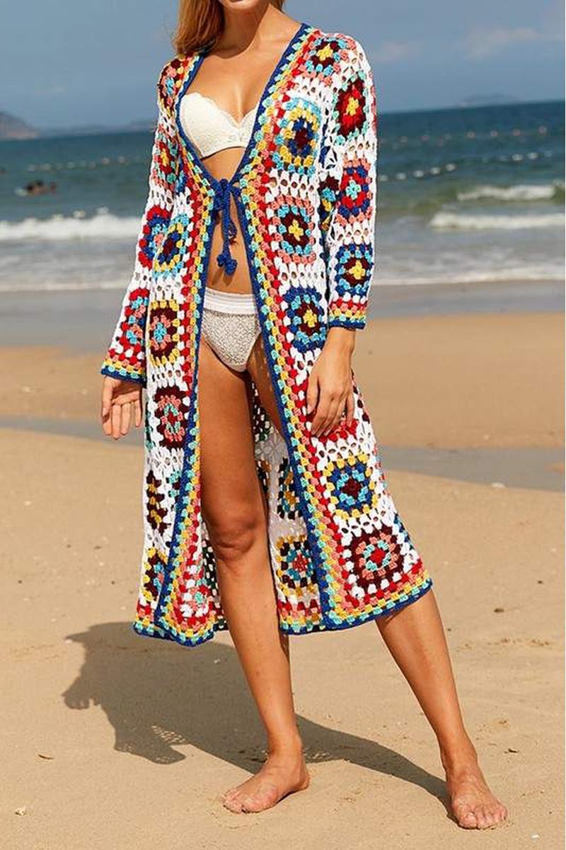 Granny Square Multi Color Crochet Maxi Cardigan image 7
