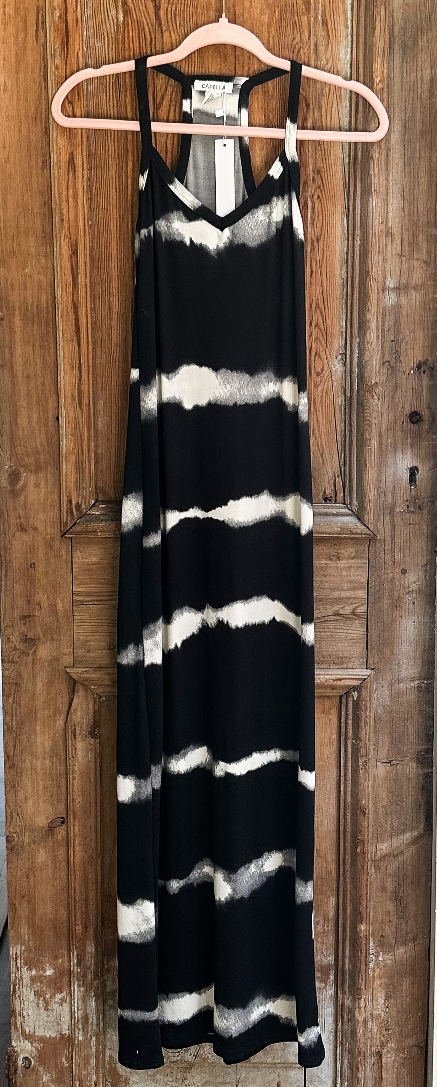 Spaghetti Strap Tie-Dye Maxi Dress - Black or Olive image 5