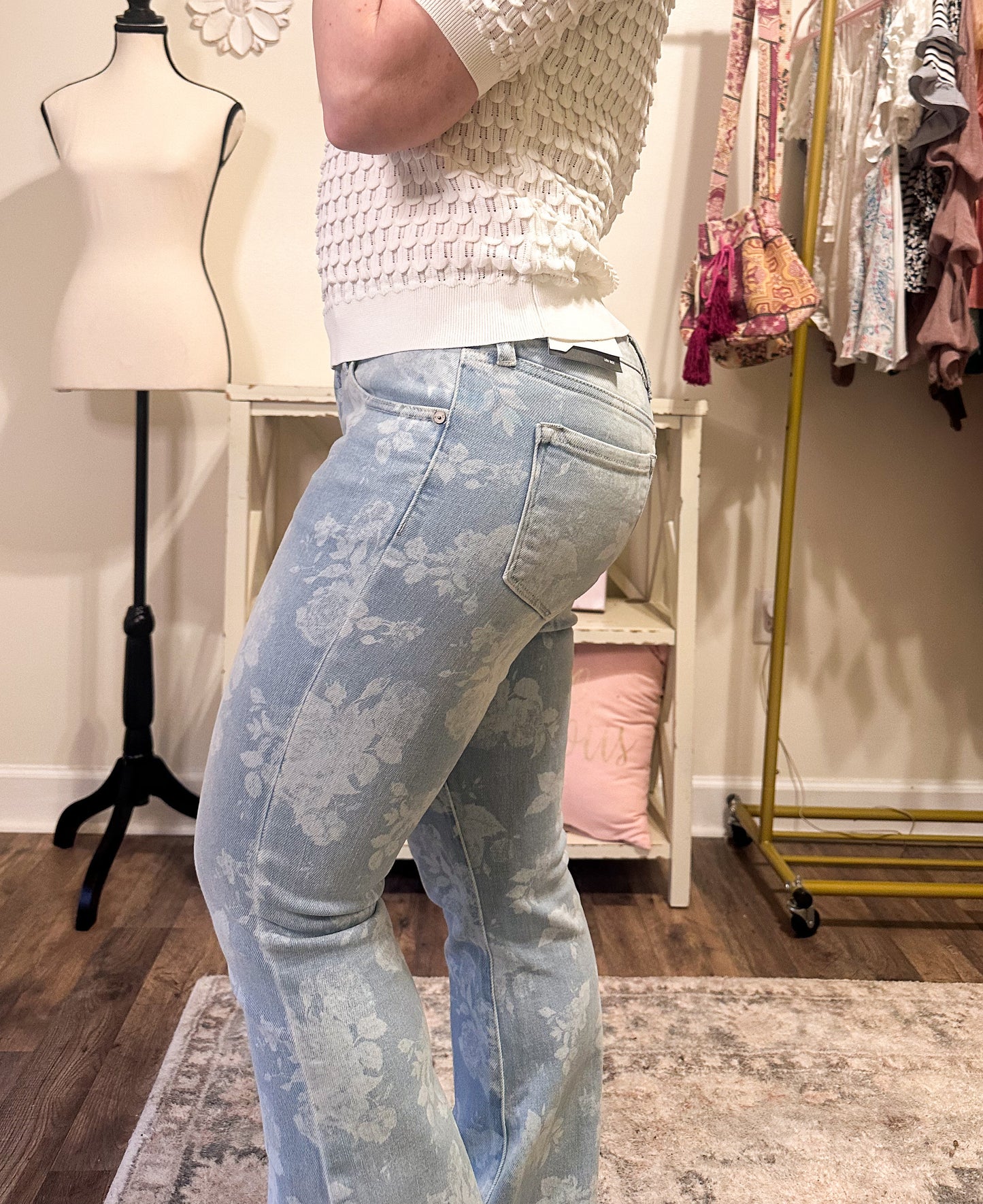 KanCan Low Rise Floral Printed Flare Jeans image 5