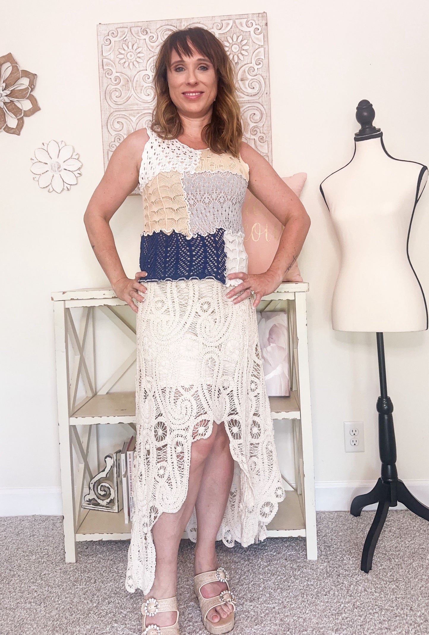 POL Crochet Hi-Low Skirt - Natural image 0