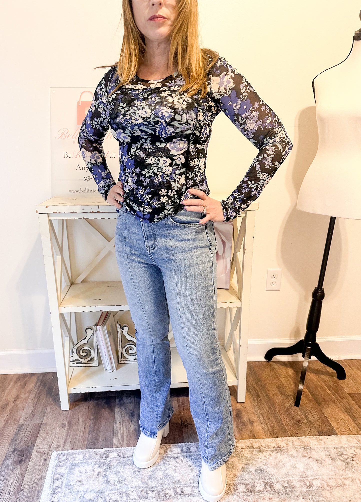 Risen High Rise Ankle Flare Jeans - Medium Wash image 2