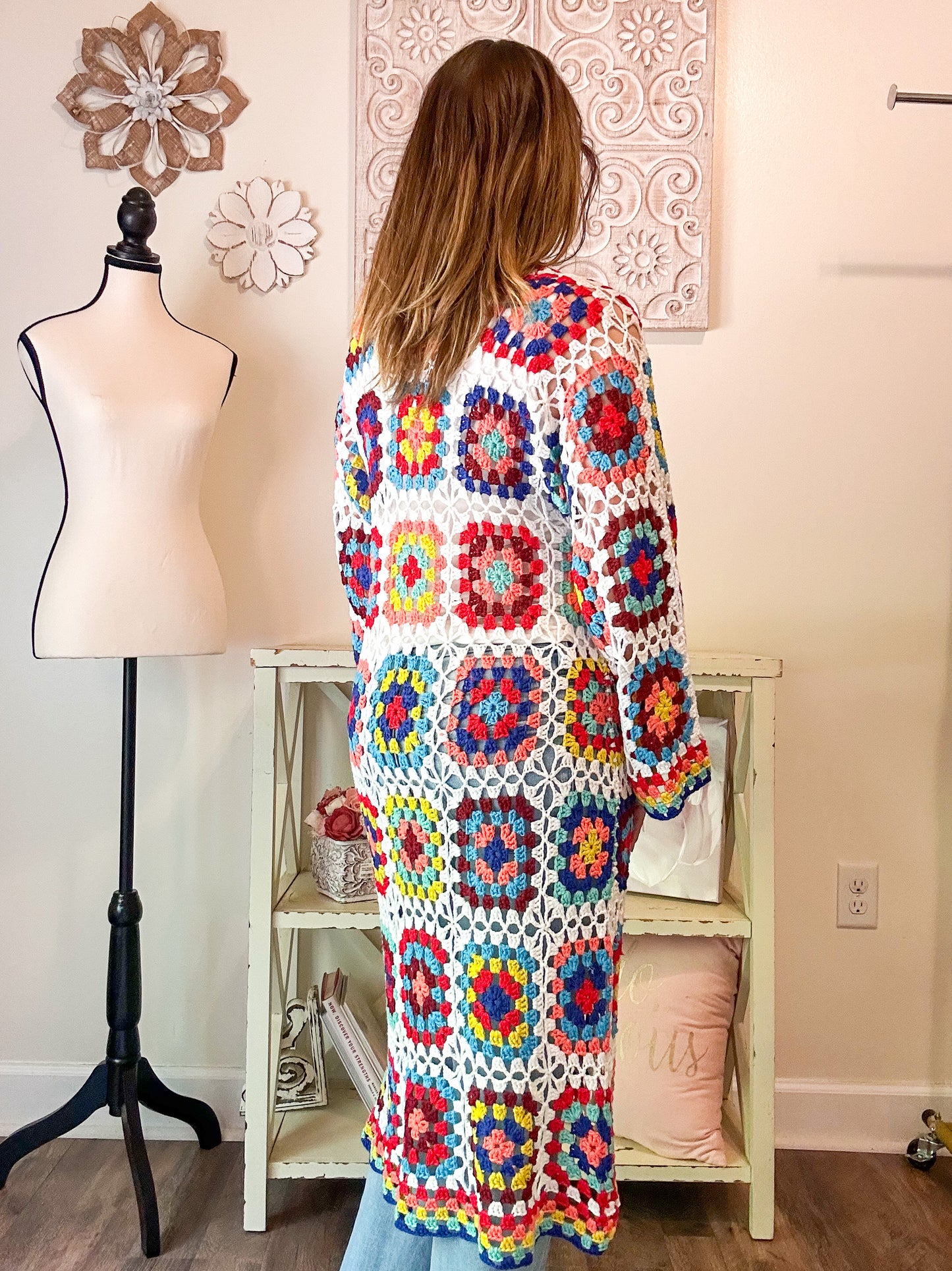 Granny Square Multi Color Crochet Maxi Cardigan image 3