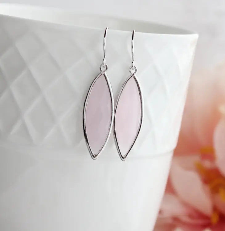 Pink Glass Marquis Earrings image 0