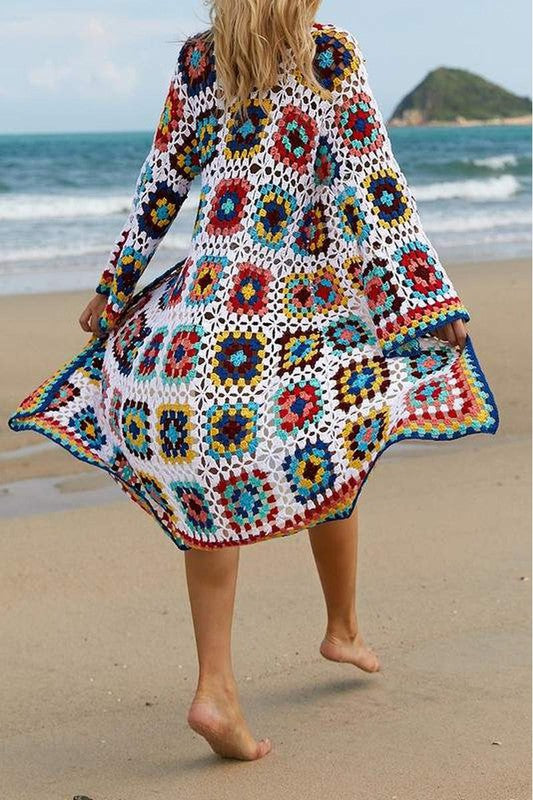 Granny Square Multi Color Crochet Maxi Cardigan image 6