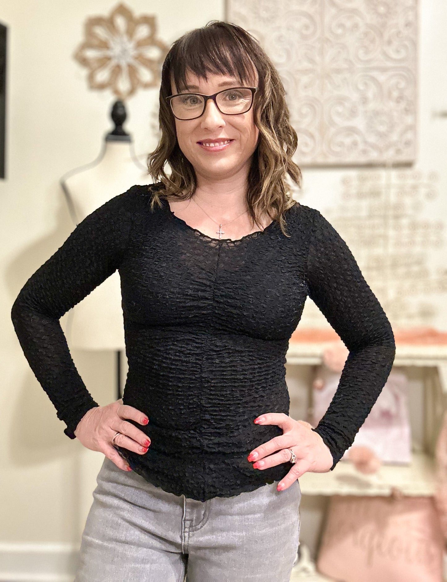 Cinched Bodycon Top - Black