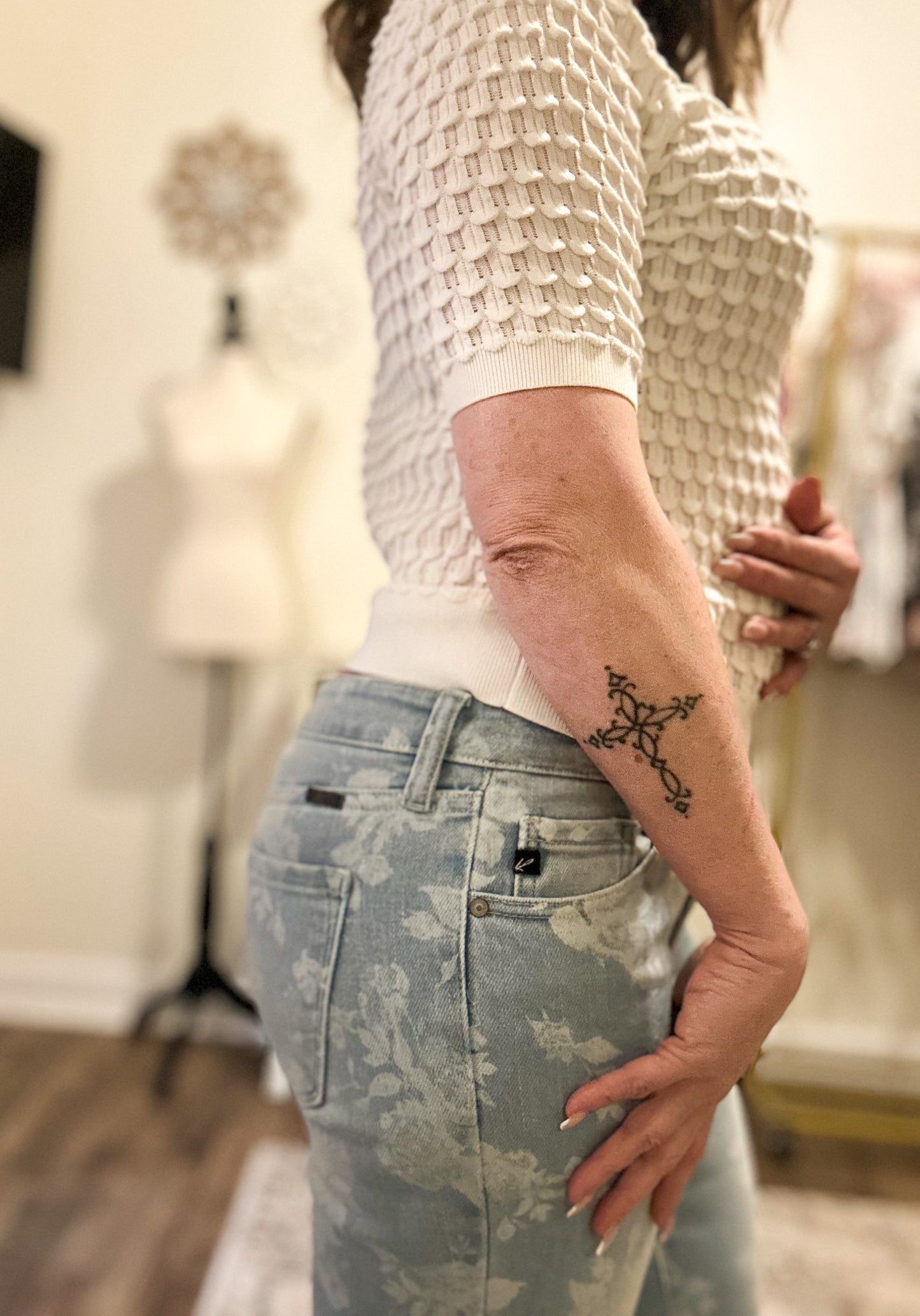 KanCan Low Rise Floral Printed Flare Jeans image 3