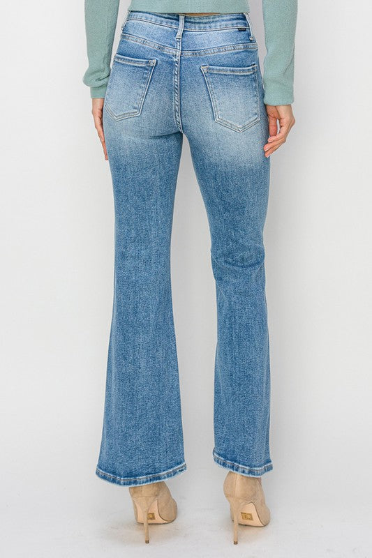 Risen High Rise Ankle Flare Jeans - Medium Wash image 7